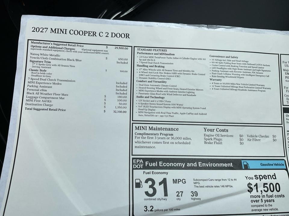 2027 MINI 2 Door Cooper C