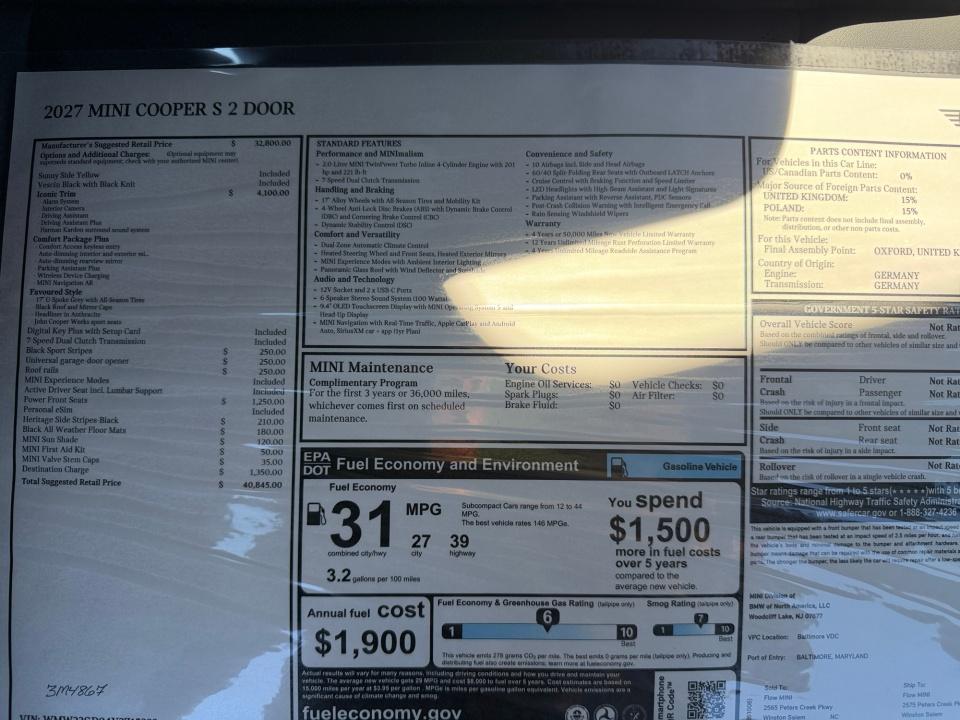 2027 MINI 2 Door Cooper S