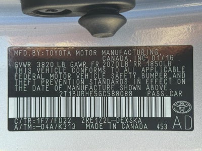 2016 Toyota Corolla S Plus